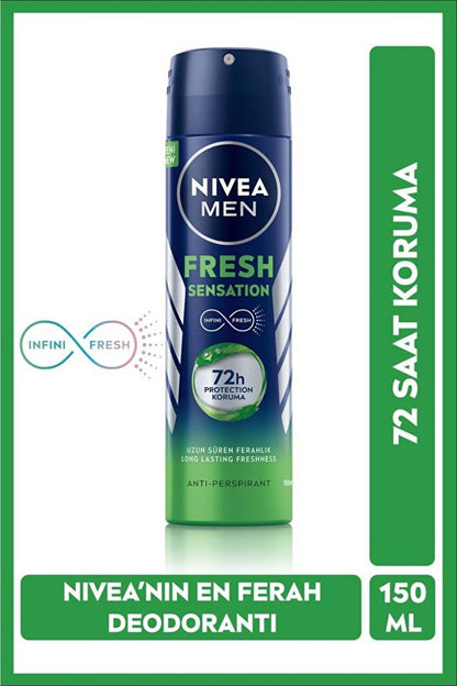 Men Fresh Sensation Spray Deodorant 150 ml, 72 Hours Anti-Perspirant Protection, Long-Lasting Freshness