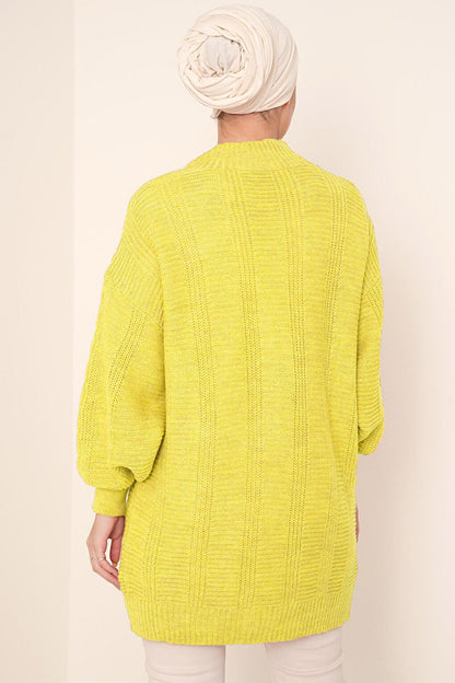 15768 Hijab Knitwear Cardigan - Yellow