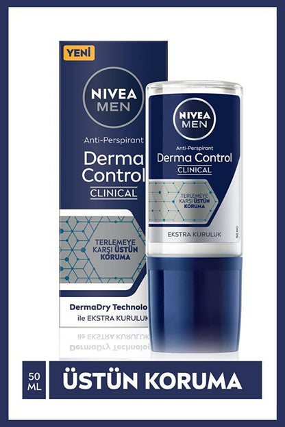 Men Derma Control Clinical Men's Roll-On Deodorant 50 ml, Superior Protection, Extra Dryness