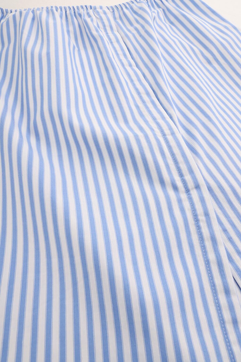 Blue-White Cotton Striped Shirt Skirt