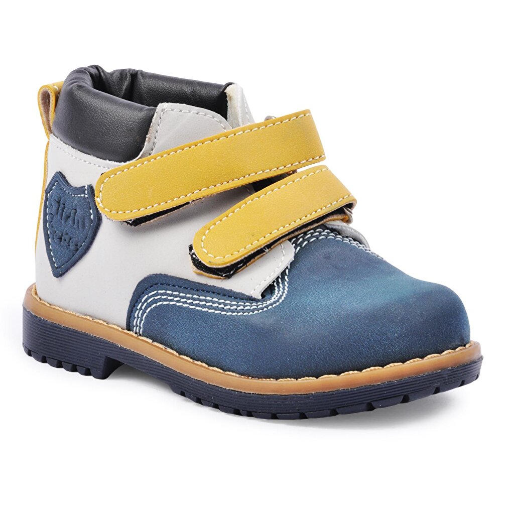 01 Navy Blue-Nubuck-Yellow Children's Boots