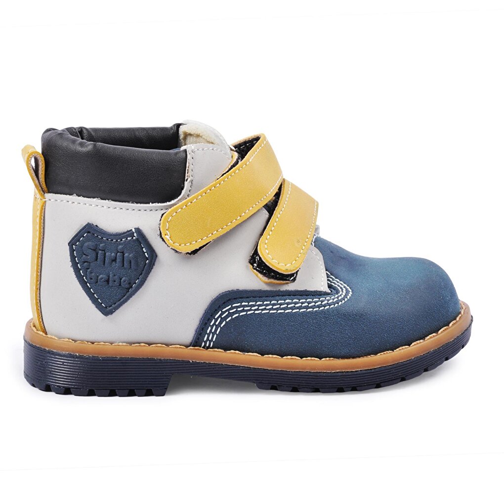 01 Navy Blue-Nubuck-Yellow Children's Boots