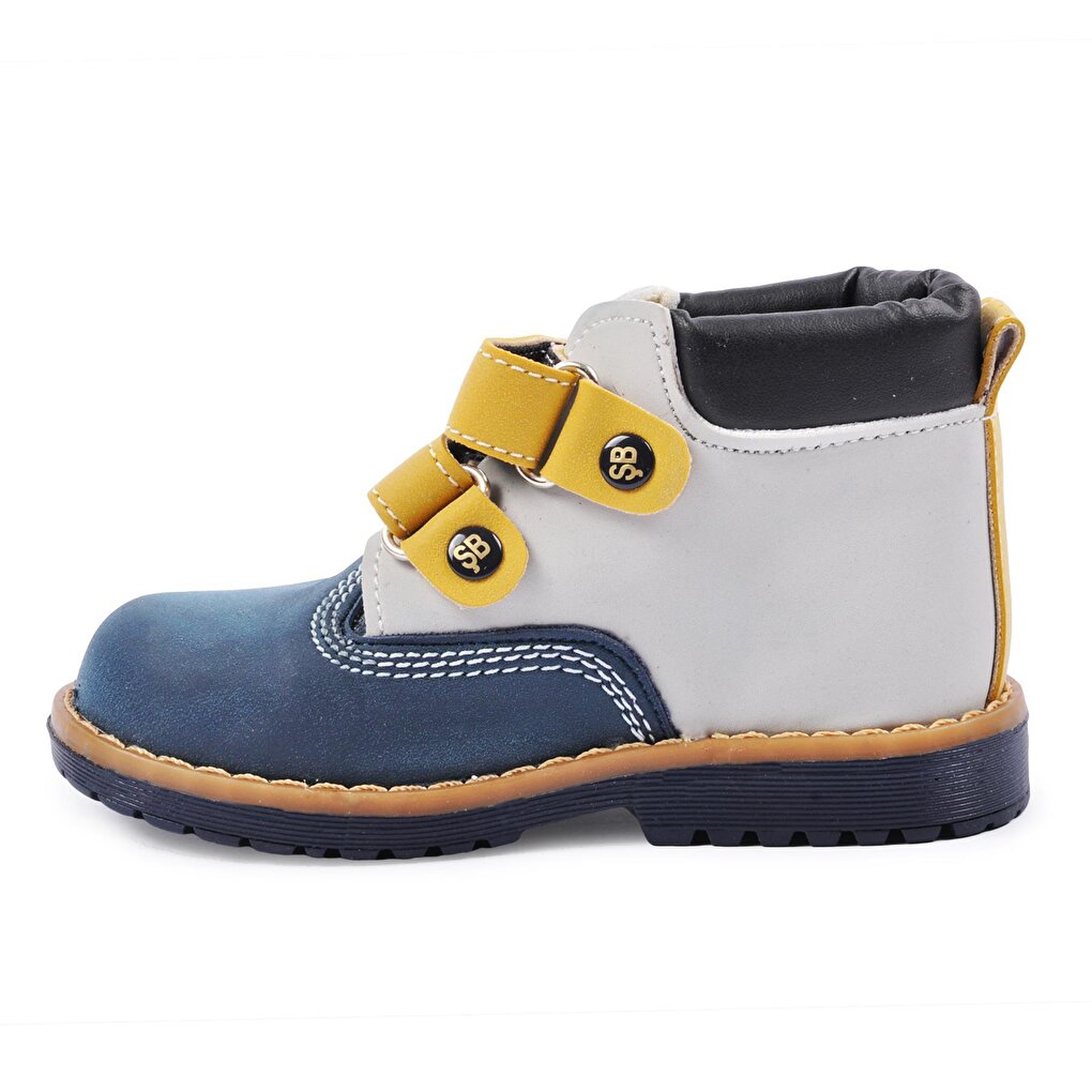 01 Navy Blue-Nubuck-Yellow Children's Boots