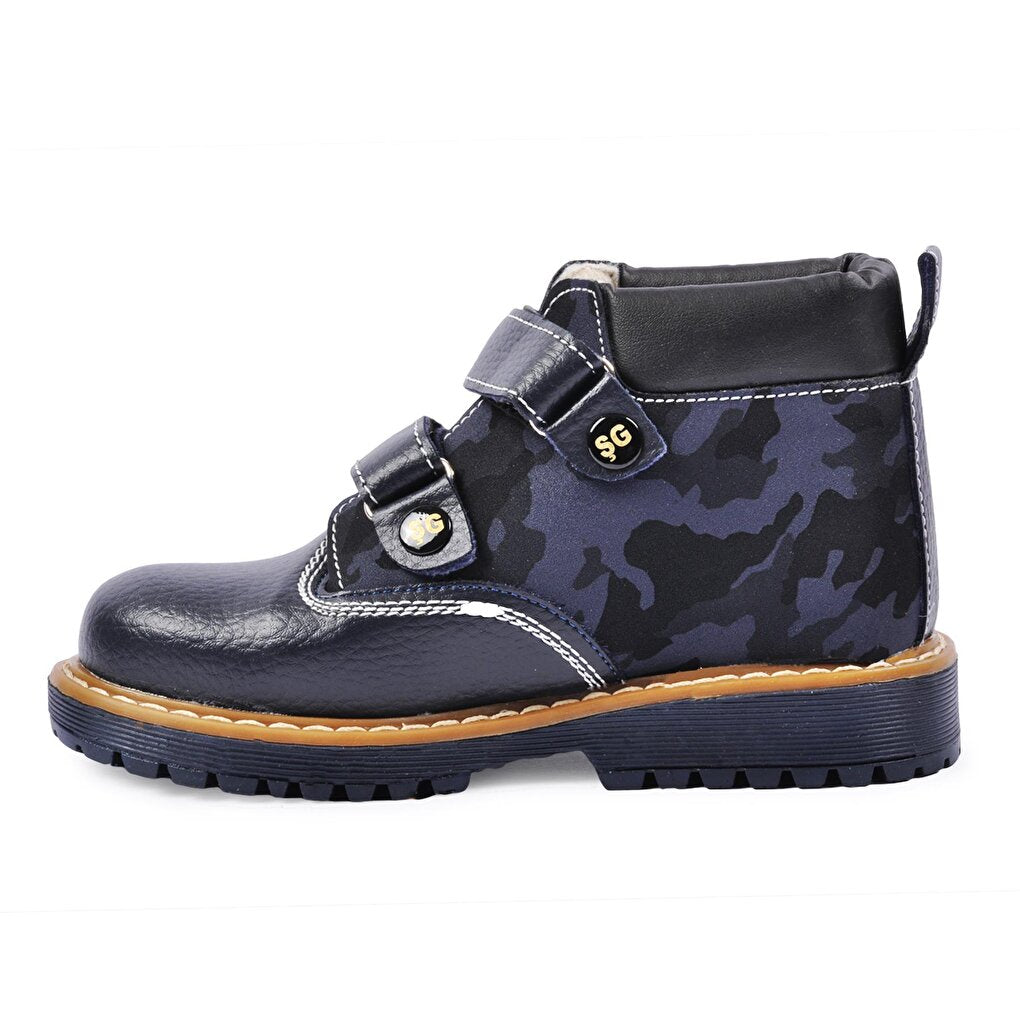 01 Navy Blue-Camouflage Kids Boots