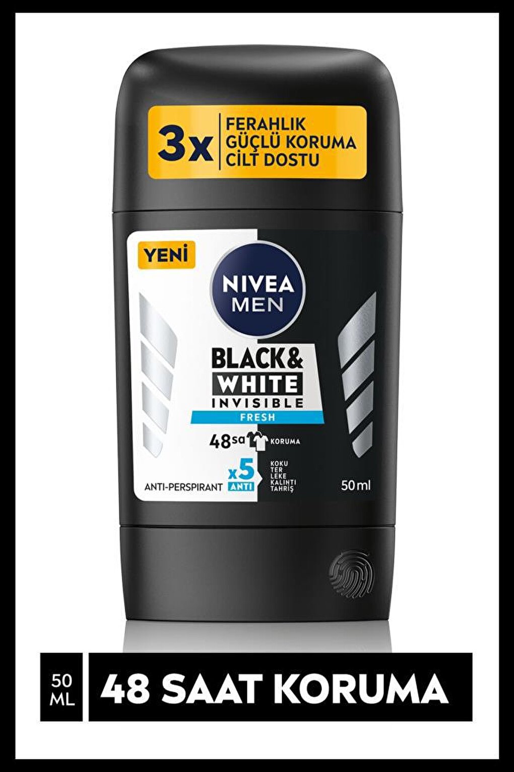 Men Stick Deodorant Black&amp;White Invisible Fresh, 48 Hours Anti-Perspirant Protection, 50 ml