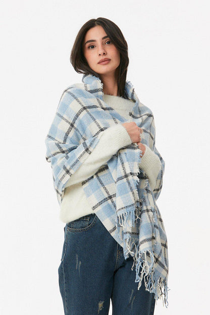 Plaid Patterned Soft Textured Shawl