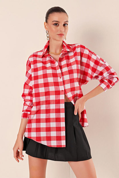 3900 Oversize Long Basic Shirt - A.Red