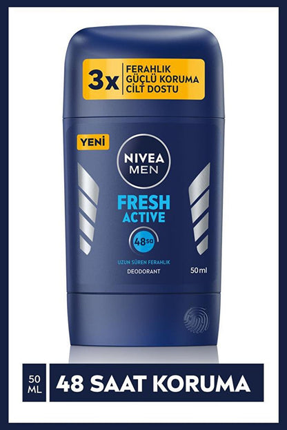 Men's Stick Deodorant Fresh Active 50 ml, 48 Hours Deodorant Protection Against Sweat and Sweat Odor