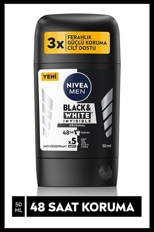 Men's Stick Deodorant Black&amp;White Invisible Original, 48 Hours Anti-Perspirant Protection, 50 ml