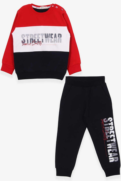 Baby Boy Tracksuit Set Red with Text Print (Age 1.5-2)