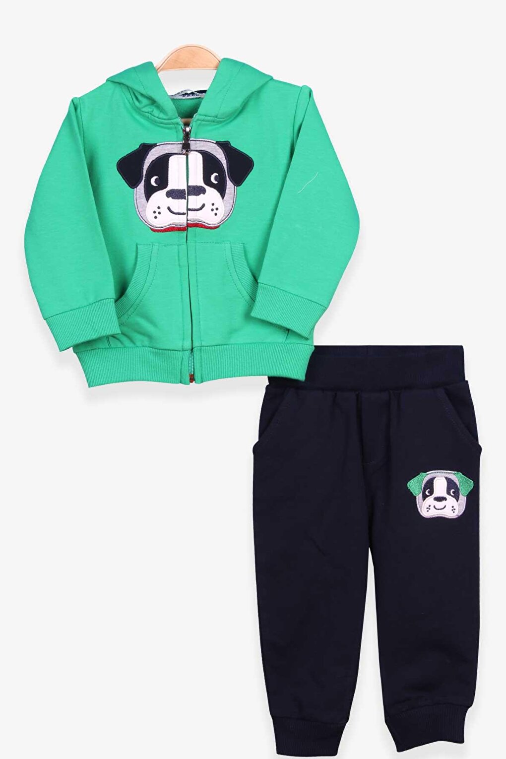 Boy's Tracksuit Set Green with Dog Embroidery (1-3 Years)