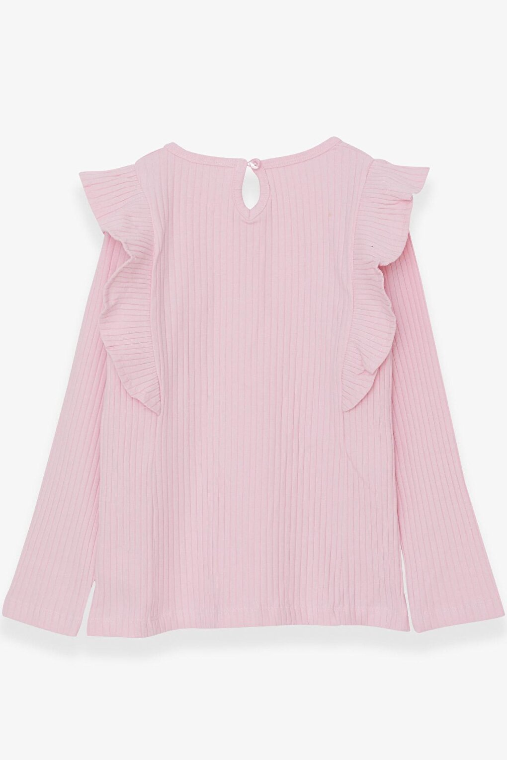 Girl's Long Sleeve Blouse Ruffle Shoulder Powder (6-12 Years)