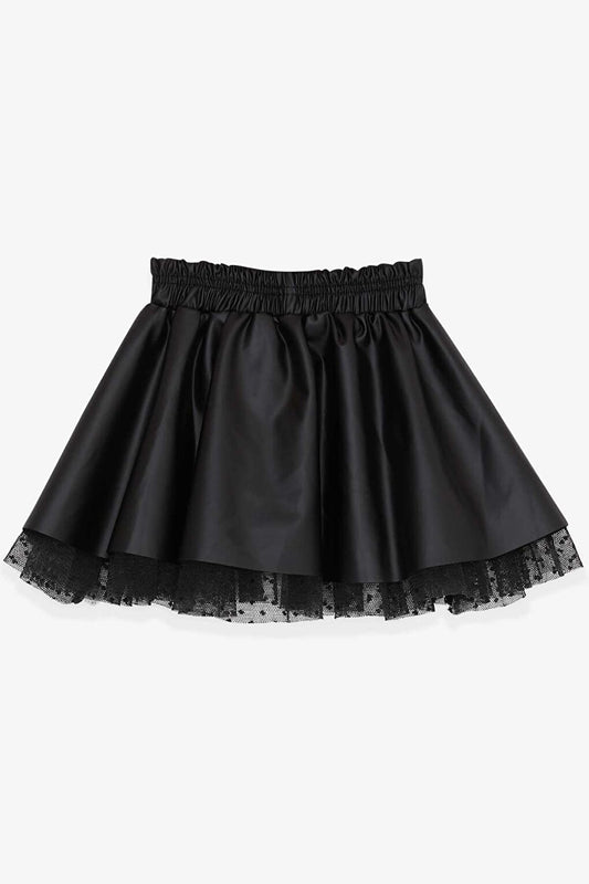 Girl's Leather Skirt Tulle Black (Age 3-6)