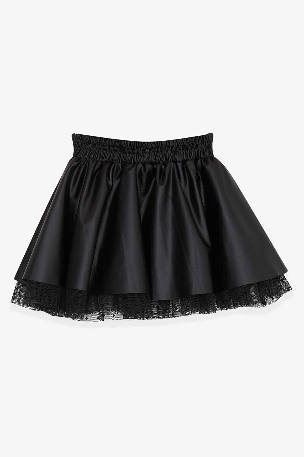 Girl's Faux Leather Skirt Tulle Black (Age 3-6)