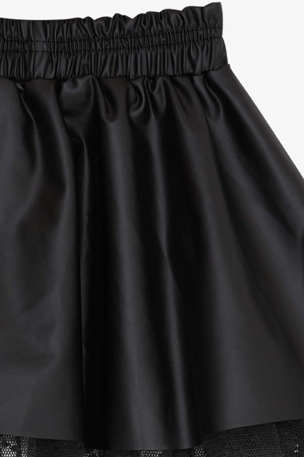 Girl's Faux Leather Skirt Tulle Black (Age 3-6)