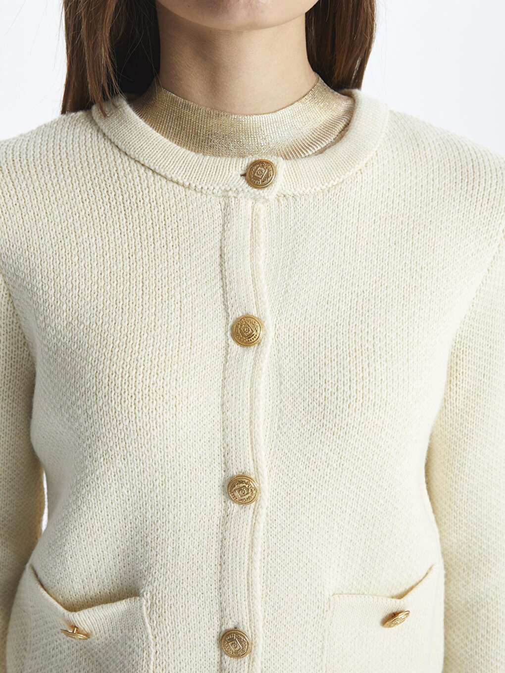 Amalfi - Buttoned Knitwear Cardigan - Ecru Color