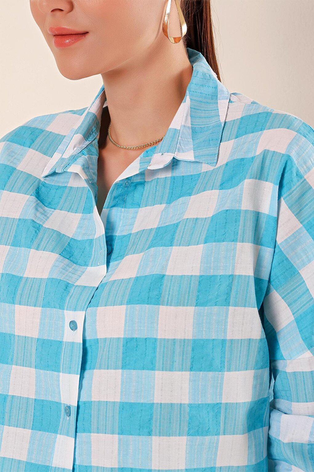 3900 Oversize Long Basic Shirt - E. Blue