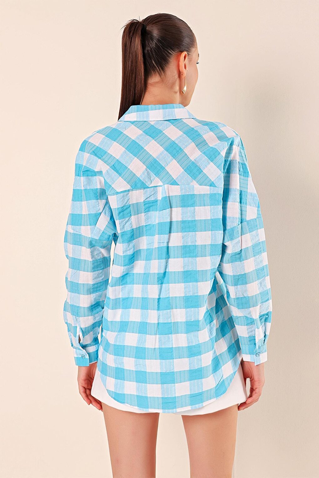 3900 Oversize Long Basic Shirt - E. Blue