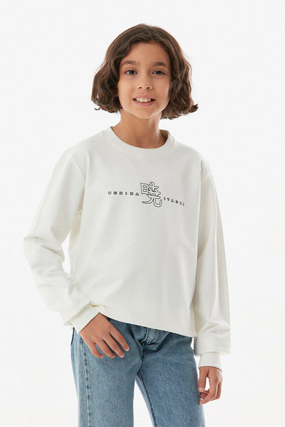 Printed Crew Neck Girl's Sweatshirt