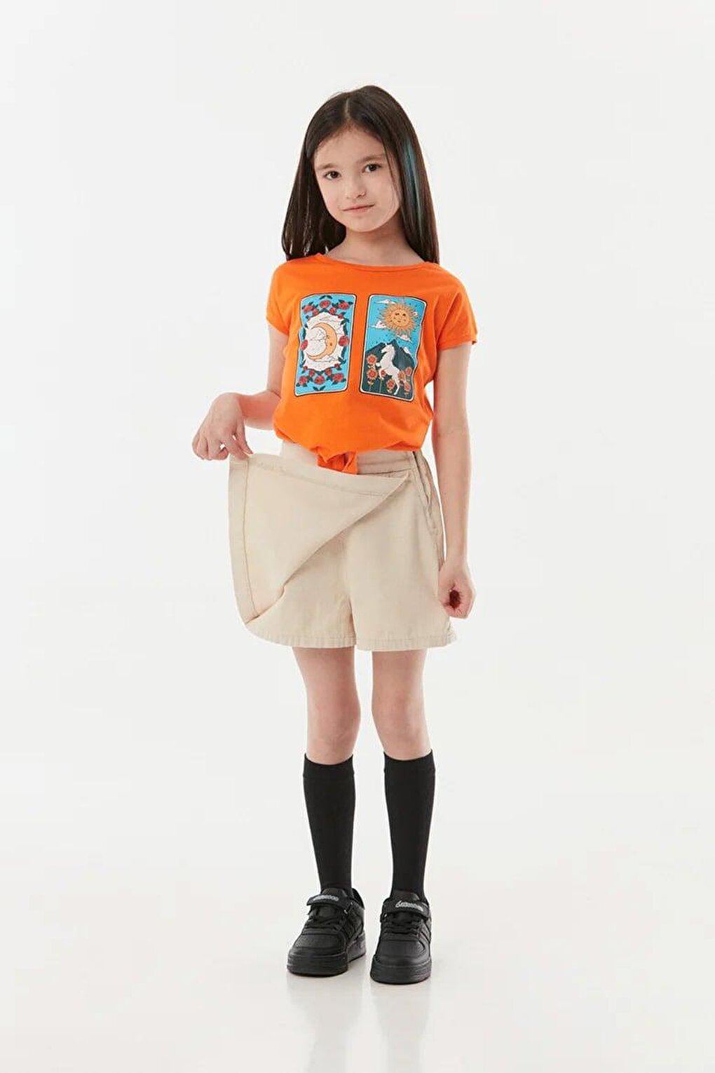 Girl's Zipper Waist Skirt with Shorts