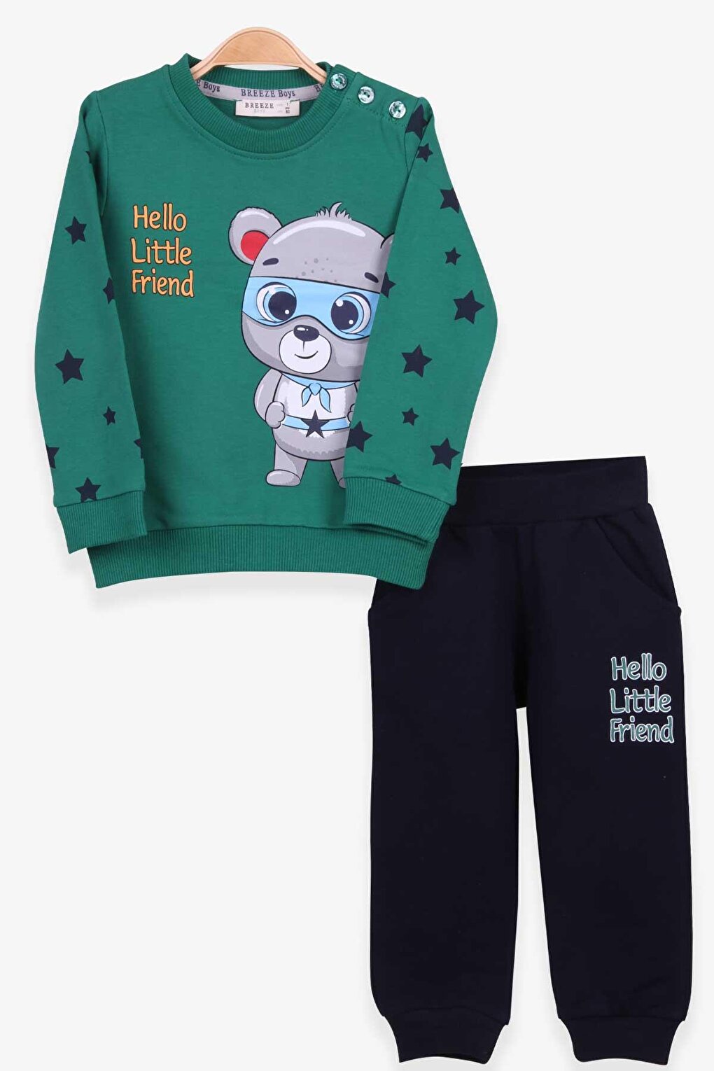 Baby Boy Tracksuit Set Green with Bear Print (Age 1-1.5)