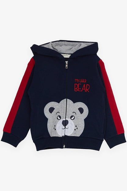 Boy's Tracksuit Set Bear Printed Navy Blue (Age 1-4)