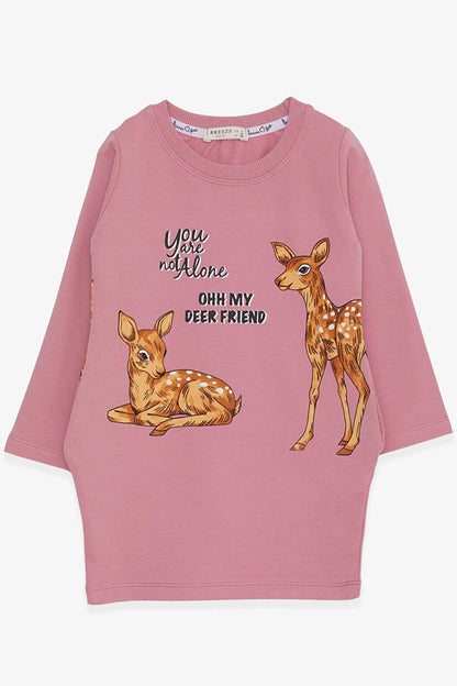 Girl's Tunic Gazelle Printed Dried Rose (Age 1.5-4)