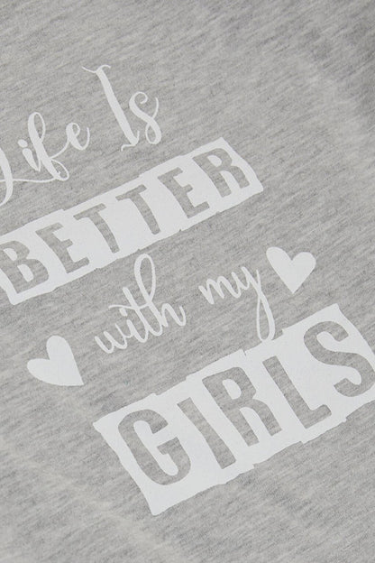 Girl's Tunic Text Printed Pocket Light Gray Melange (Age 1-4)