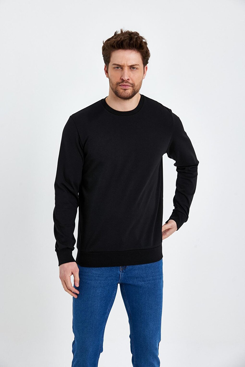 Crew Neck Basic Thin Men's Sweatshirt