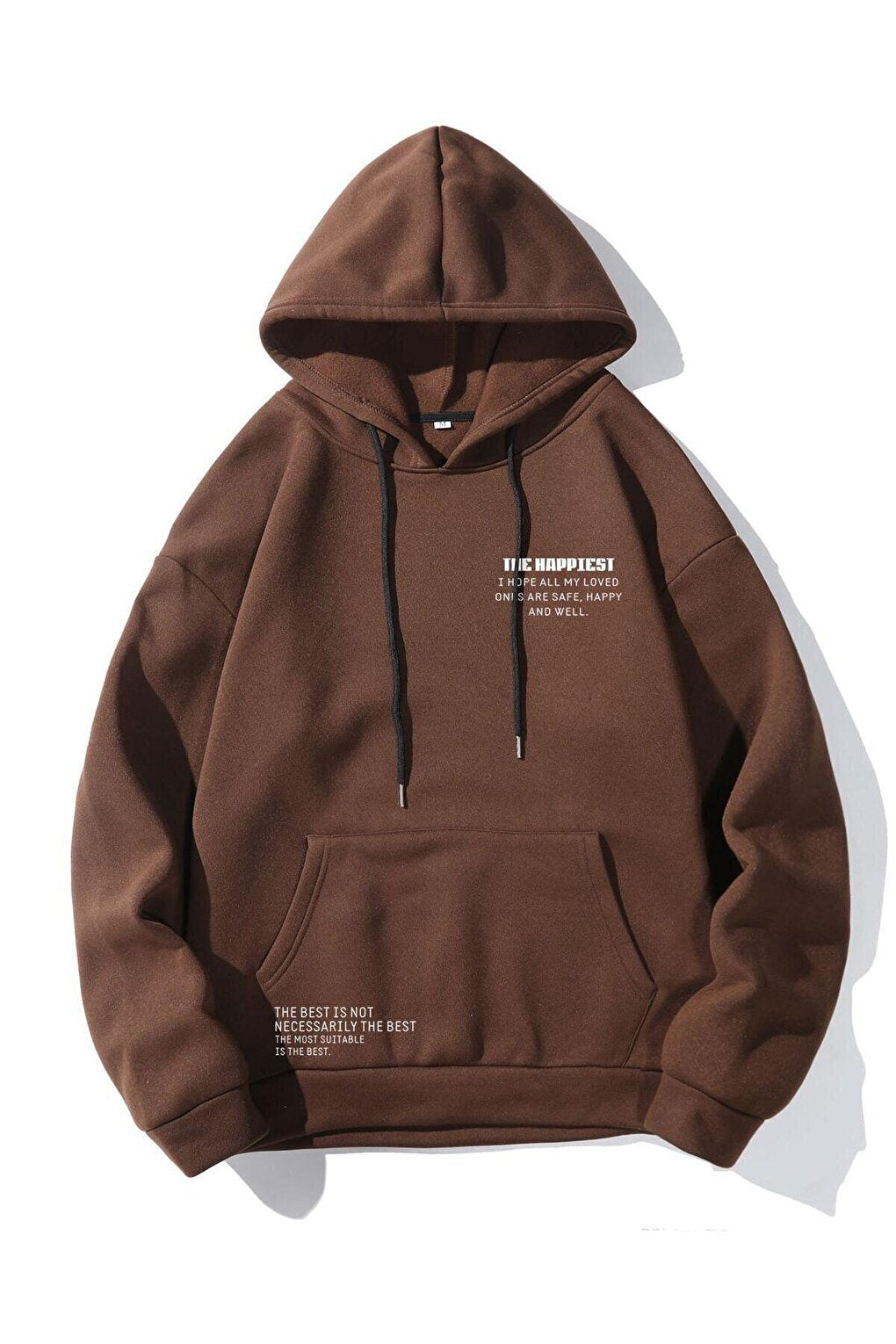 Women's Brown The Happiest Printed Hooded Sweatshirt