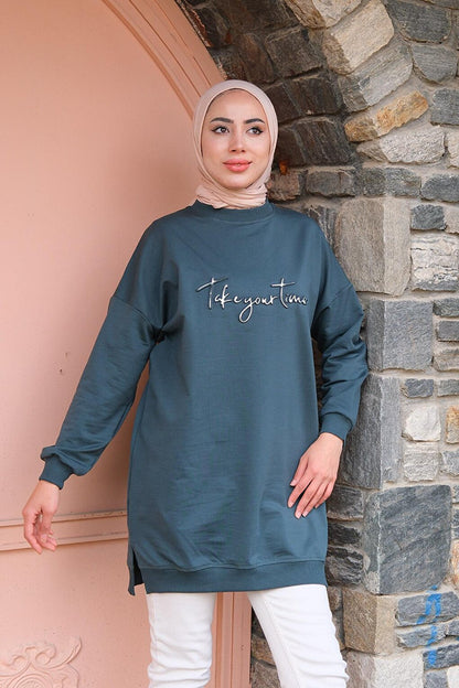 Crew Neck Sweat Petrol Green