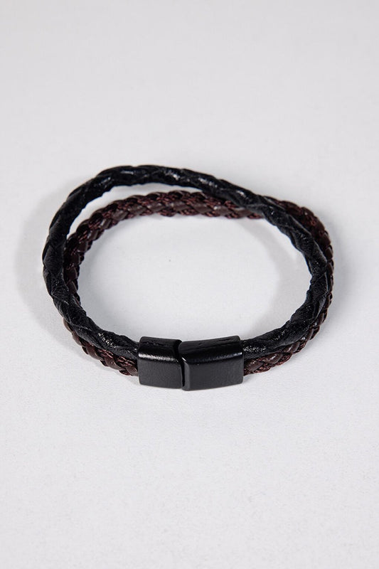 Black Men's Leather Bracelet