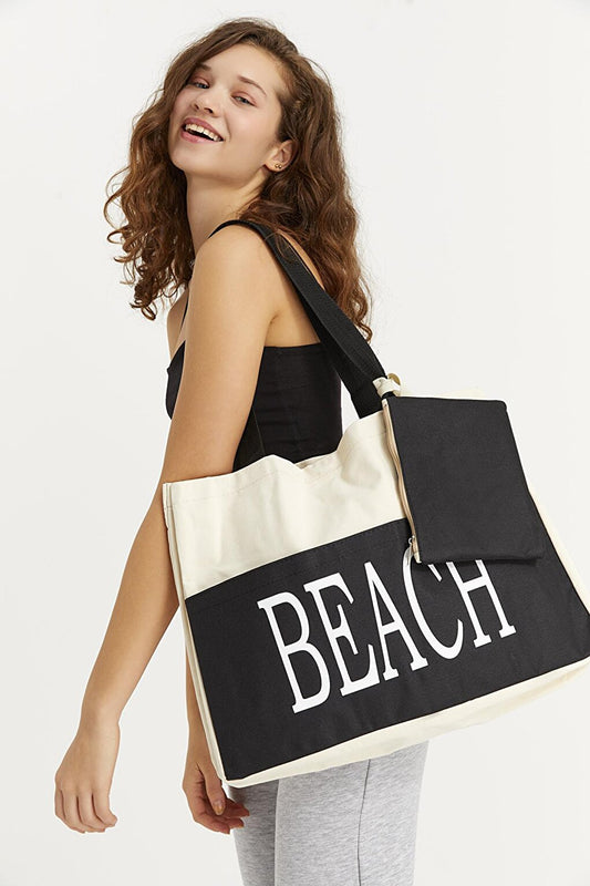 Women's Beach Written Beach Bag Cream