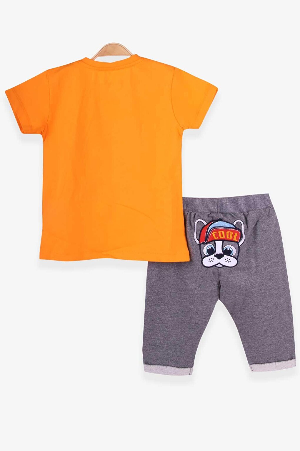 Baby Boy Tracksuit Set Orange with Puppy Embroidery (1 Year Old)