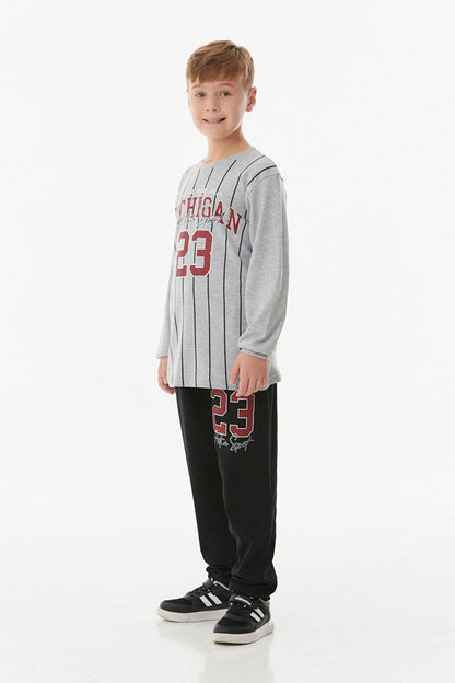 Printed Crew Neck Boy's Pajama Set