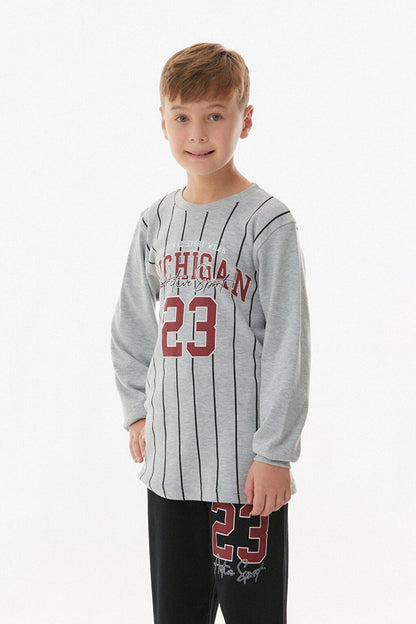 Printed Crew Neck Boy's Pajama Set