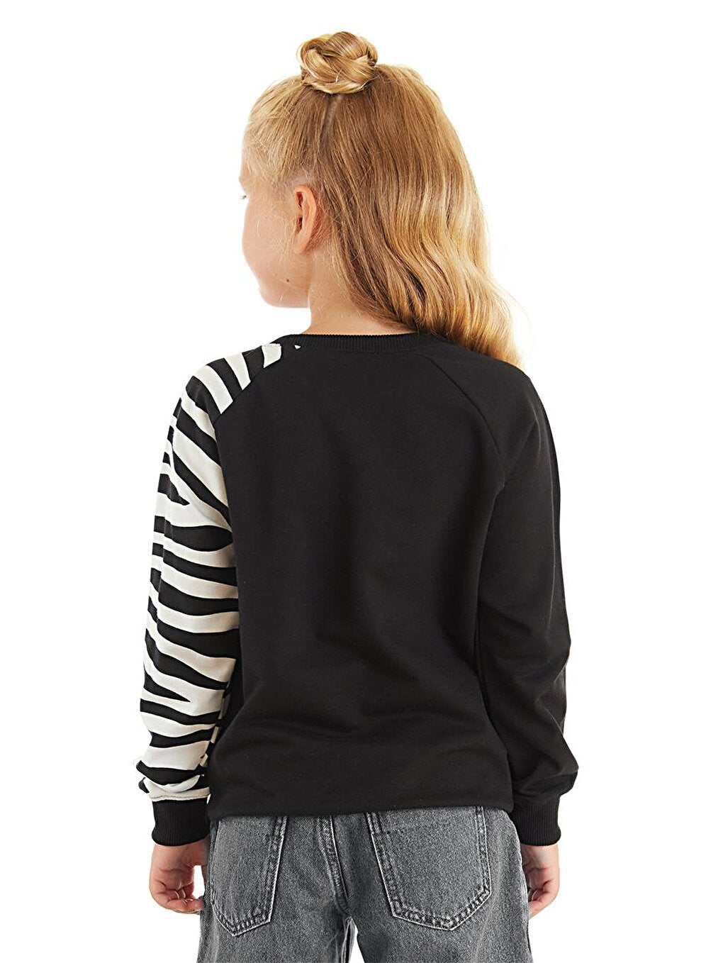 Ruffled Zebra Girl's Black Sweatshirt