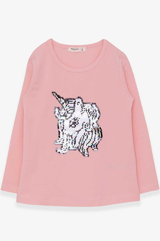 Girl's Long Sleeve T-Shirt Sequined Unicorn Powder (4-7 Years)