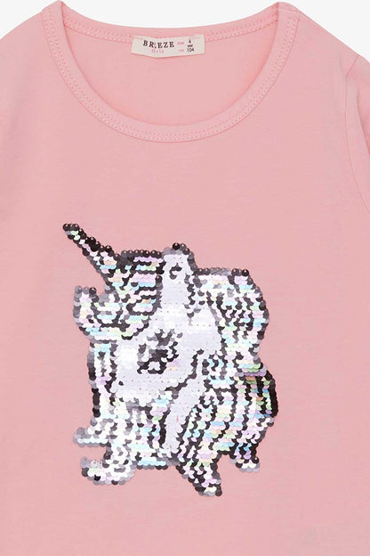 Girl's Long Sleeve T-Shirt Sequined Unicorn Powder (4-7 Years)