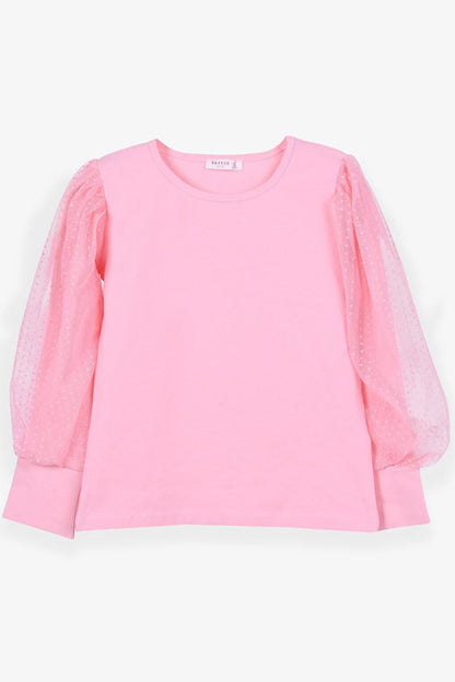 Girl's Long Sleeve Blouse Sleeve Lace Salmon (10-12 Years)