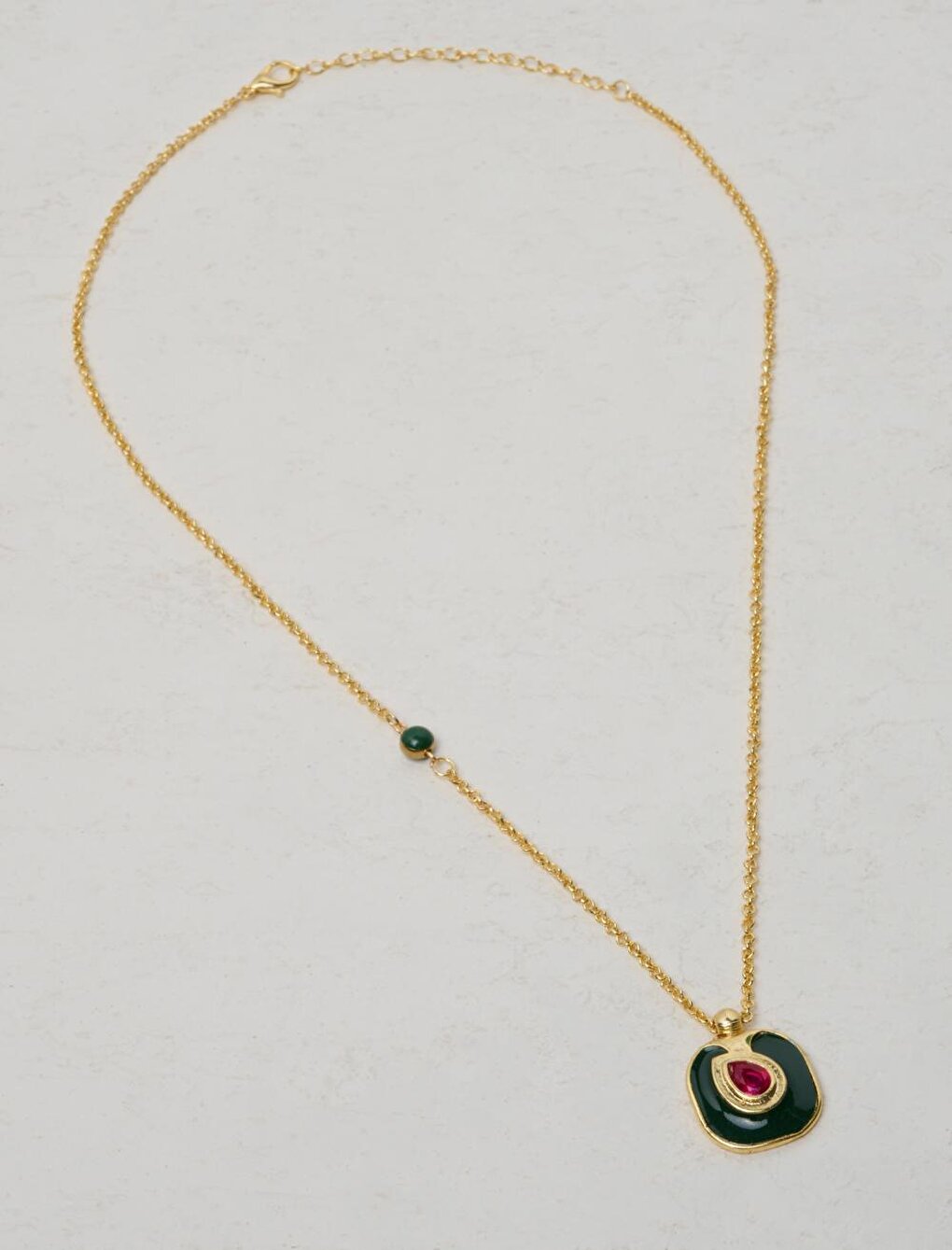 Green Figured Ruby Natural Stone Necklace