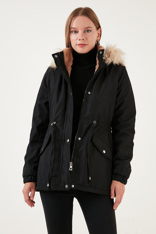 Regular Fit Faux Fur Hooded Parka 6403319