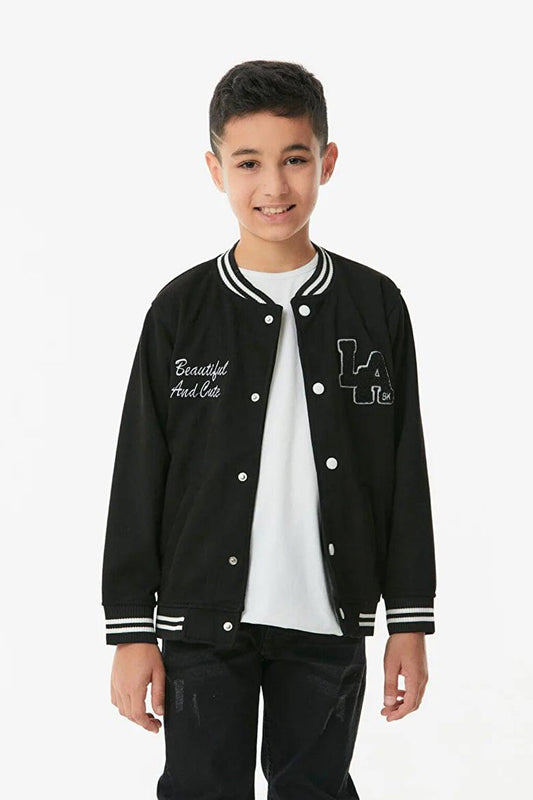 Embroidered Snap-Flat Boys' College Jacket