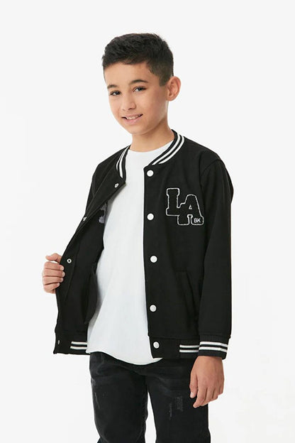 Embroidered Snap-Flat Boys' College Jacket