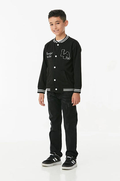 Embroidered Snap-Flat Boys' College Jacket