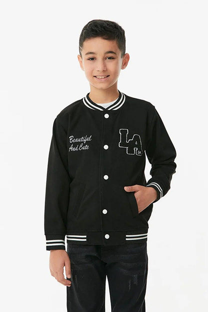 Embroidered Snap-Flat Boys' College Jacket