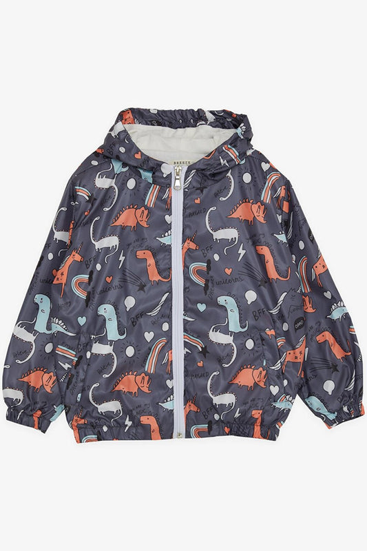 Boy's Raincoat Dinosaur Patterned Smoked (Age 1-5)