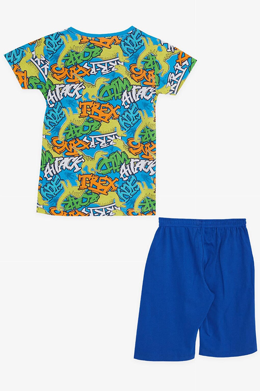 Boy's Shorts Pajama Set Dinosaur Patterned Mixed Color (4-8 Years)