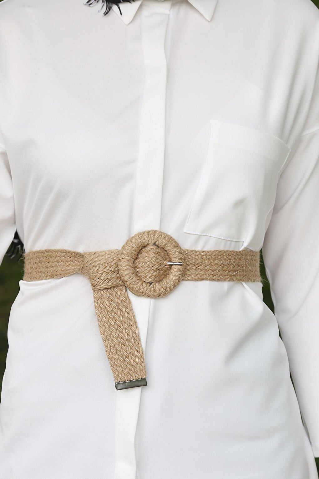 01026 Wicker Belt - Beige