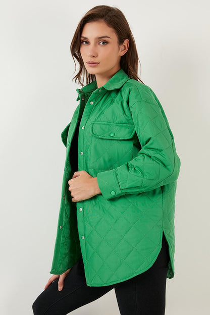 Oversize Pocket Quilted Thin Coat 611MNT01